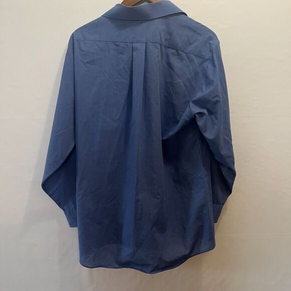 Stafford Blue Mens Button Down Shirt Wrinkle-Free Size 16 32/33 - Picture 4 of 6